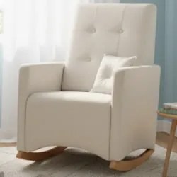 Poltrona Amamentação Base Madeira Balanço Lola Veludo Off F03 - Mpozen