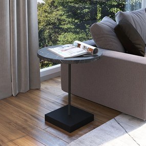 Mesa Lateral Redonda Estilo Industrial Márquina Base Metálica Preto 51 cm A05 - D'Rossi