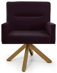 Kit 2 Poltronas Decorativas Giratórias Base Giromad Madeira Angel Velu