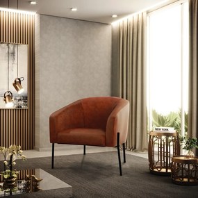 Poltrona Decorativa Pé de Ferro Preto Stella Sintético PU D03 - D'Rossi - Nozes