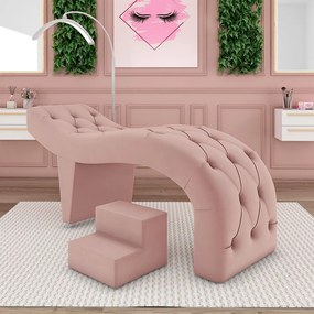 Maca de Estética para Massagem Cílios Fixa Lash Estofada com Escada Veludo Rose G83 - Gran Belo