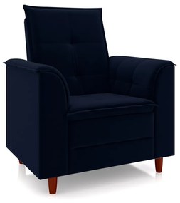 Poltrona da Mamãe Sala de estar Gracy com Pés Palito Veludo Azul Marinho G85 - Gran Belo