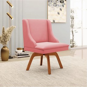 Cadeira de Jantar Liz Suede Rosê Base Madeira Mm35 D03 - D'Rossi