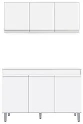 Armário Aéreo Andréia e Balcão Gabinete sem Tampo Manu 120cm Branco -