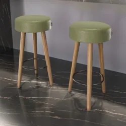 Banqueta Alta Estofada Pés Palito Kit 2 Hong Sintético Verde S08 - Mpo
