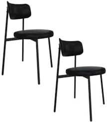 Cadeira de Jantar Estofada Kit 2 Nyka M25 Sintético Preto - Mpozenato