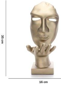 Máscara Decorativa Sopro Em Cerâmica Ouro Velho Fosco 35x16x20 Cm - D'Rossi
