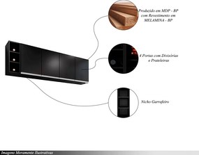 Armário Aéreo Apex MDP/BP Preto G96 - Gran Belo