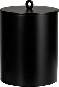 Lixeira de Piso Redonda Puxador Ello Resina Preto Fosco Black Matte