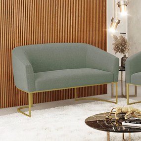 Sofá 2 Lugares Namoradeira Industrial Dourado Stella Bouclê D03 - D'Rossi - Verde Pistache