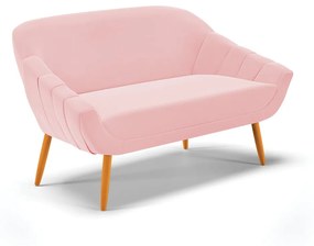 Namoradeira 02 Lugares Giovana Suede Rosa Bebê Pés Palito Castanho - D'Rossi