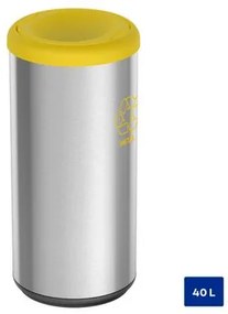 Lixeira Inox Tramontina Piemonte Tampa Basculante Amarela em Polipropileno 40 L