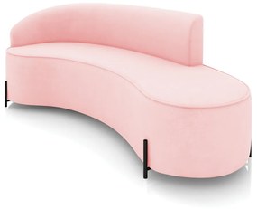 Sofá 4 Lugares Orgânico 220cm Pé Ferro Preto Morgan Suede - Rosa Bebê