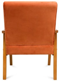 Poltrona Decorativa Alexa Braça de Madeira Veludo Terracota - Sheep Estofados