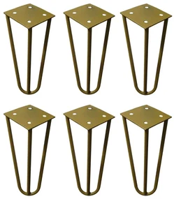 Kit 6 Pés de Metal 15 CM Hairpin Legs Mesas de Centro Puffs Dourado G41