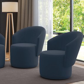 Poltrona Decorativa Orgânica Fixa para Sala Kit 2 Malu Suede M11 - D'Rossi - Azul Marinho