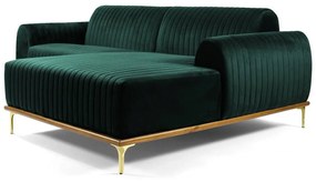 Sofá 3 Lugares Bipartido com Chaise Lado Esquerdo Base de Madeira Euro 245 cm Veludo Verde G15 - Gran Belo