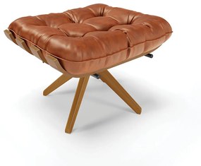 Poltrona com Puff Giratório Costela Sintético PU Nozes Base de Madeira MA30 M11 - D'Rossi