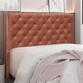Cabeceira Decorativa Casal 1,40M Tàzio Veludo Cobre G63 - Gran Belo