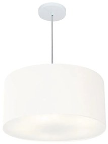 Lustre Pendente Cilíndrico Md-4242 Cúpula em Tecido 45x25cm Branco - Bivolt