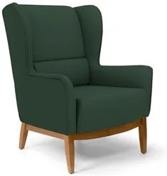 Poltrona Decorativa Base Manu Madeira Milena C-117 Linho Verde - Domi