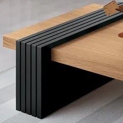 Mesa de Centro Com Detalhe Ripado Tammy H01 Preto/Freijó - Mpozenato
