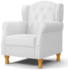 Kit 02 Poltronas de Amamentação Pés Madeira Lucy Z39 Sintético Branco