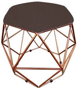 Puff Aramado Hexágono Decorativo Industrial Cobre com Suede D03 - D'Rossi - Marrom