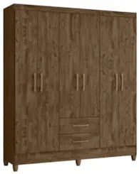 Guarda Roupa Casal 6 Portas 2 Gavetas 153cm Paraná Z17 Castanho Wood -