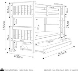 Treliche Solteiro Juvenil com Escada Fixa Bliss Z40 Mel Acetinado - Mp