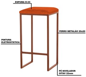 Banqueta Decorativa Billie Base Bronze Suede Telha G41 - Gran Belo