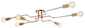 Plafon De Sobrepor 06 Porta Soquete 93X60X16Cm 6 X E27 Metal |Old Arti... (COBRE BRILHO)