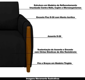 Poltrona Decorativa Pés Madeira Maceió Veludo Preto G45 - Gran Belo