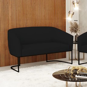 Sofá 2 Lugares Namoradeira Industrial Preto Stella Linho D03 - D'Rossi - A79 Preto