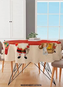 Toalha de Mesa Redonda Papai Noel 145 Cm