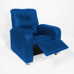 Poltrona Do Papai Reclinável Madri Courino Azul Royal