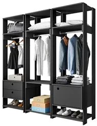 Módulo Guarda Roupa Closet Casal 1 Porta 2 Gavetas Titan Preto Velluto
