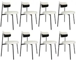 Cadeira de Jantar Estofada Kit 8 Nyka M25 Linho Palha/Preto - Mpozenat