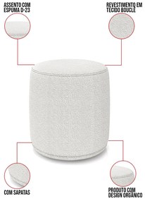 Puff Redondo Orgânico para Sala kit 2 Malu Bouclê M11 - D'Rossi - Cinza