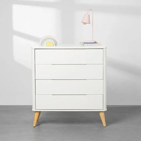 Cômoda Boom 4 Gavetas com Pés Retrô Natural - Branco