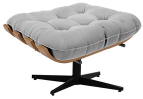 Puff Giratório Costela Suede Cinza Base Cromada Preto - D'Rossi