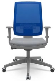 Cadeira Brizza Diretor Grafite Tela Azul Assento Vinil Cinza Autocompensador Piramidal - 66160 Sun House