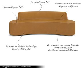 Sofá Decorativo 4 Lugares 260cm Bélgica Curvo PU Caramelo G15 - Gran Belo