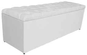 Calçadeira Estofada Liverpool 140 cm Casal Corano Branco - ADJ Decor