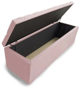 Calçadeira Baú Casal King 195cm Nicole Capitonê Suede Rosa Bebê - Sheep Estofados - Rosa