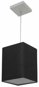 Lustre Pendente Quadrado Md-4007 Cúpula em Tecido 25/16x16cm Preto - Bivolt