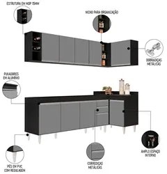 Armário de Cozinha Modulado de Canto Esquerdo 5 Peças CP52 Balcão sem