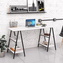 Mesa Escrivaninha Cavalete 150cm Estilo Industrial Prisma C08 Branco C