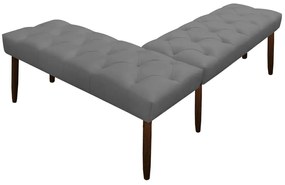 Banco de Canto Estofado Sira Suede Pés Palito Castanho C05 - D'Rossi - Cinza