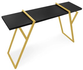 Aparador Sala Industrial Brooklyn Preto Base Metal Dourado L06 - D'Rossi